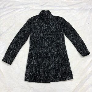Express Small womens black white tweed pea coat dress coat fall winter jacket